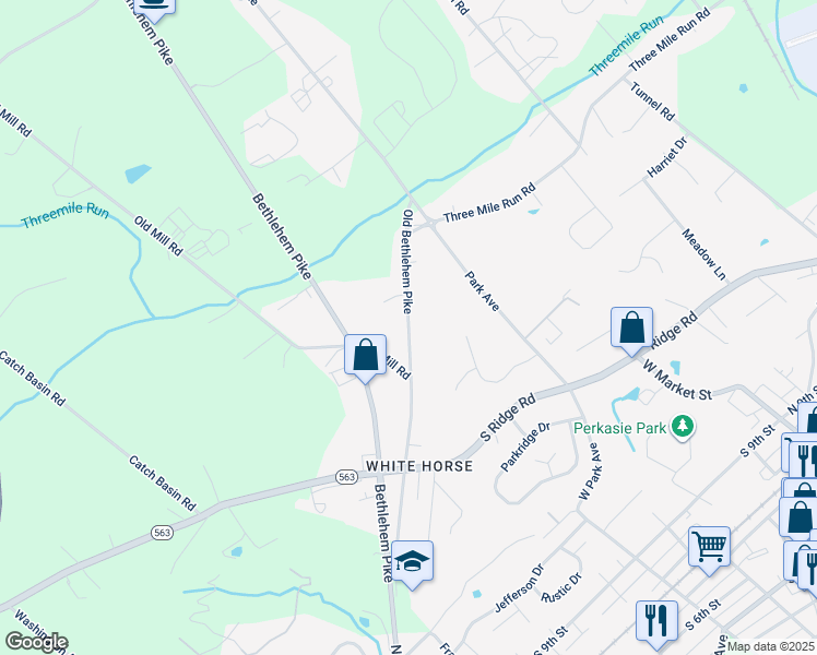 map of restaurants, bars, coffee shops, grocery stores, and more near 1319 Old Bethlehem Pike in Sellersville