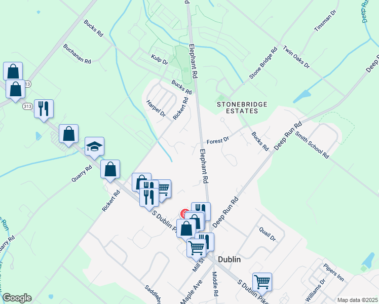 map of restaurants, bars, coffee shops, grocery stores, and more near 178 Elephant Road in Dublin