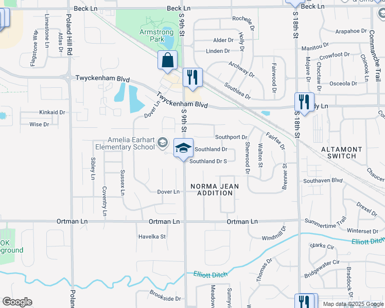map of restaurants, bars, coffee shops, grocery stores, and more near 914 Southland Drive South in Lafayette