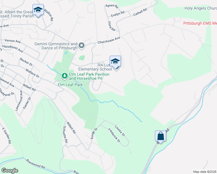 map of restaurants, bars, coffee shops, grocery stores, and more near 3454 Brickley Drive in Pittsburgh
