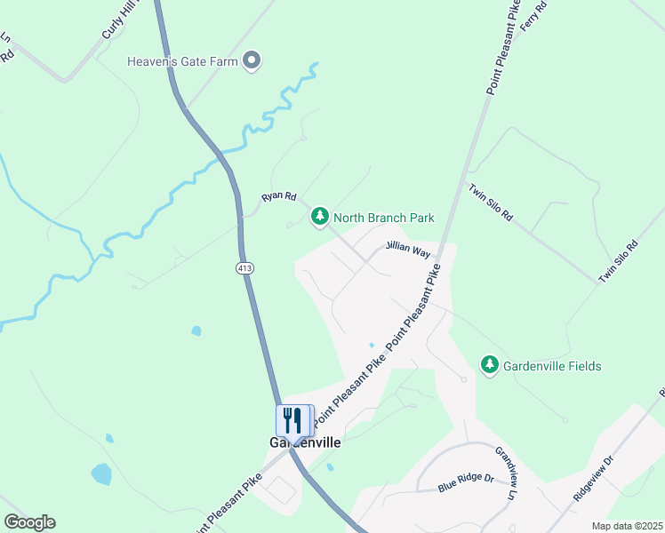 map of restaurants, bars, coffee shops, grocery stores, and more near 4943 Stephanie Way in Bucks County