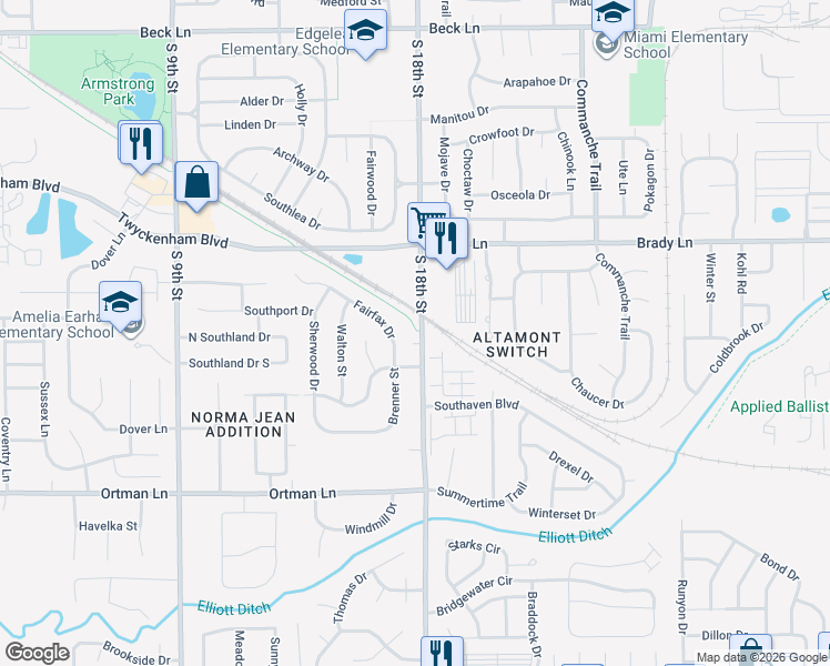 map of restaurants, bars, coffee shops, grocery stores, and more near 1632 Fairfax Dr in Lafayette