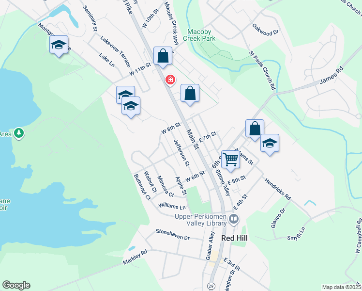map of restaurants, bars, coffee shops, grocery stores, and more near 718 Jefferson Street in Red Hill