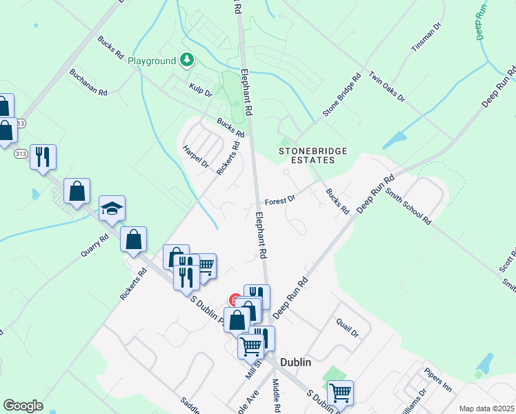 map of restaurants, bars, coffee shops, grocery stores, and more near 178 Elephant Road in Dublin