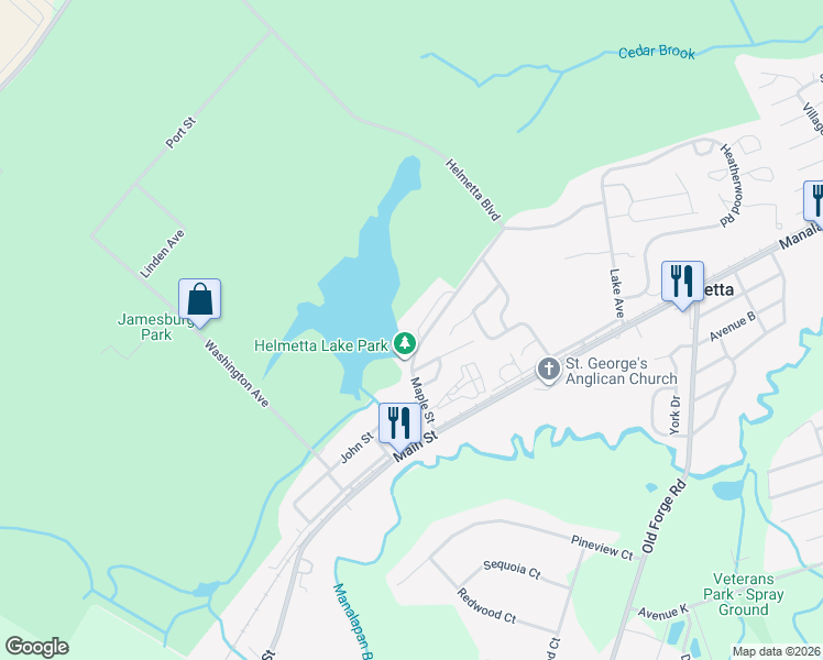 map of restaurants, bars, coffee shops, grocery stores, and more near 15 Maple Street in Helmetta