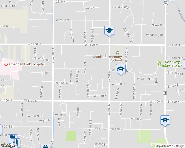 map of restaurants, bars, coffee shops, grocery stores, and more near 1434 North 840 West in Pleasant Grove