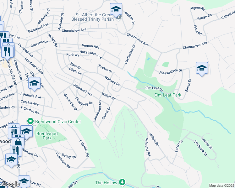 map of restaurants, bars, coffee shops, grocery stores, and more near 3504 Willett Road in Pittsburgh