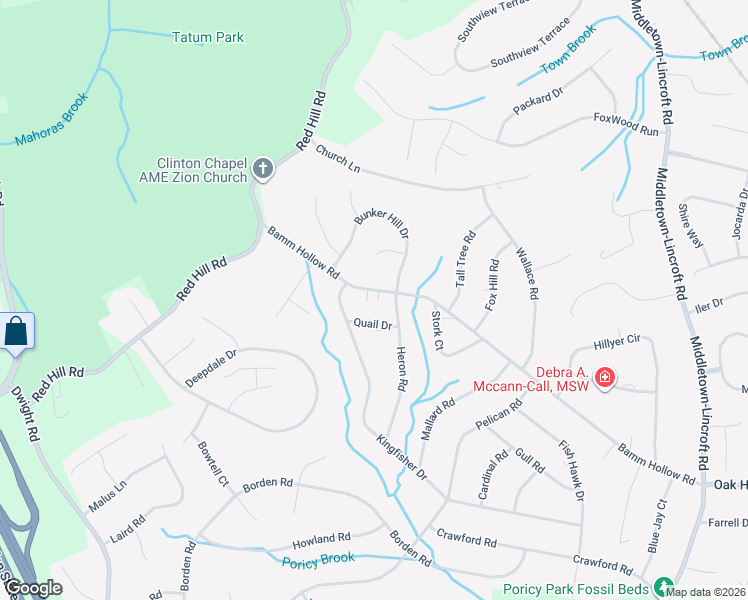 map of restaurants, bars, coffee shops, grocery stores, and more near 18 Quail Drive in Monmouth County