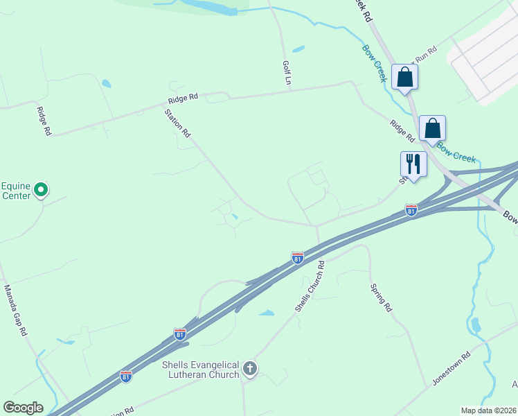 map of restaurants, bars, coffee shops, grocery stores, and more near 342 Station Road in Grantville