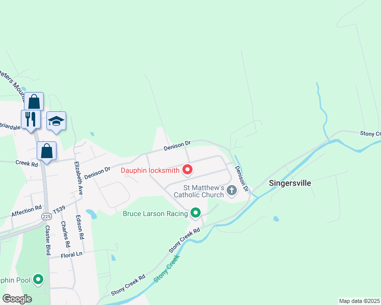 map of restaurants, bars, coffee shops, grocery stores, and more near 825 Short Street in Dauphin