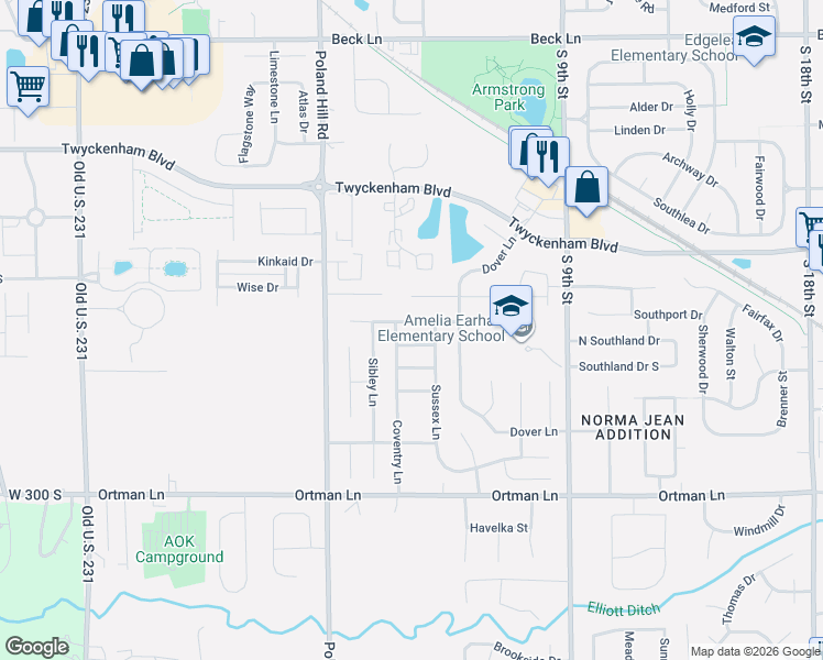 map of restaurants, bars, coffee shops, grocery stores, and more near 509 Stockdale Drive in Lafayette