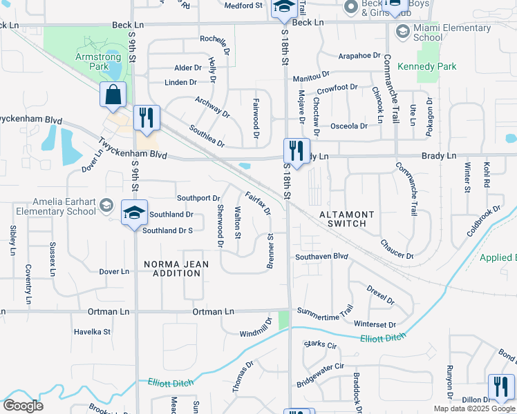 map of restaurants, bars, coffee shops, grocery stores, and more near 1508 Fairfax Drive in Lafayette