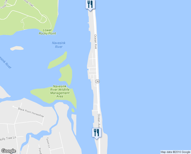 map of restaurants, bars, coffee shops, grocery stores, and more near 580 Ocean Avenue in Rumson