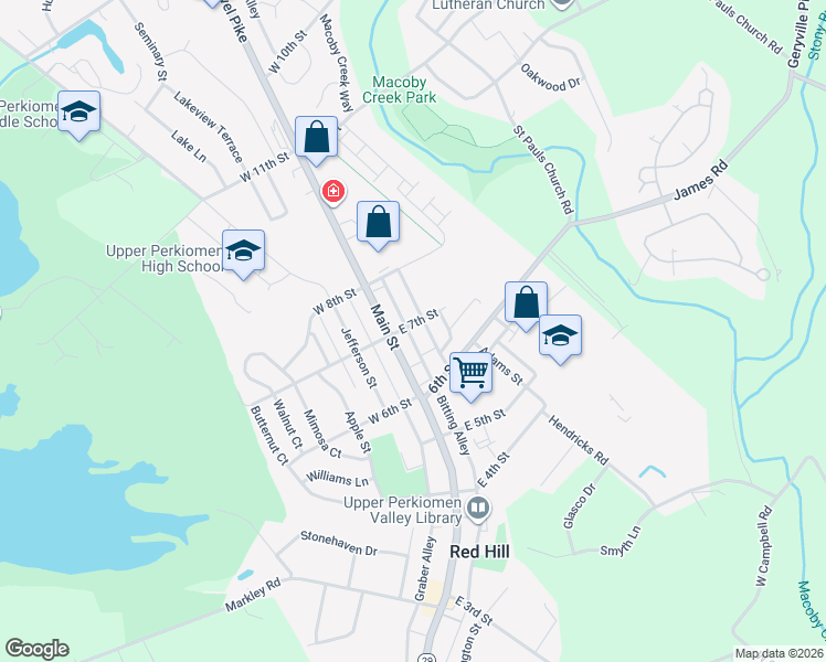 map of restaurants, bars, coffee shops, grocery stores, and more near 700 Washington Street in Red Hill