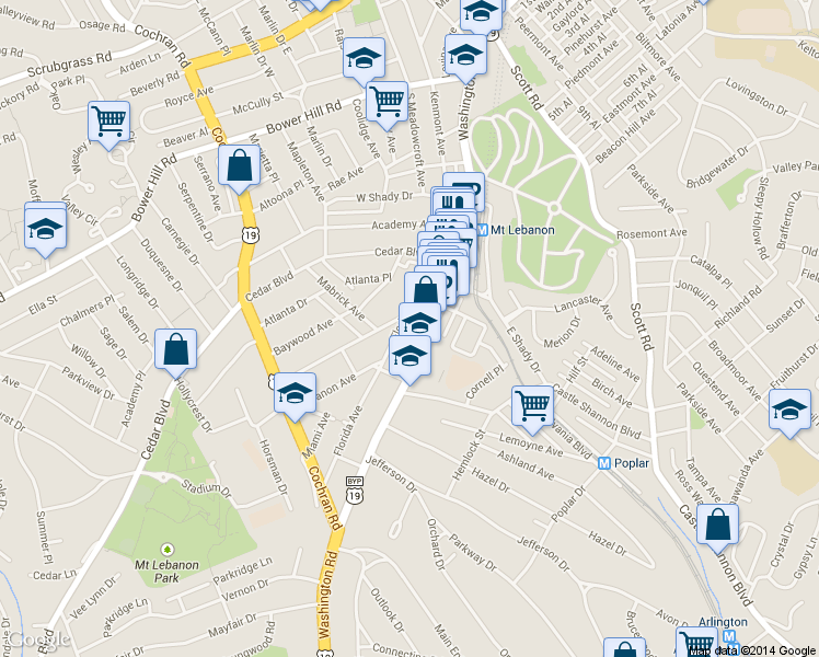 map of restaurants, bars, coffee shops, grocery stores, and more near 705 Florida Avenue in Pittsburgh