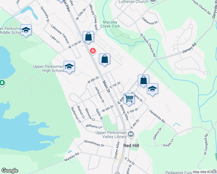 map of restaurants, bars, coffee shops, grocery stores, and more near 712 Main Street in Red Hill