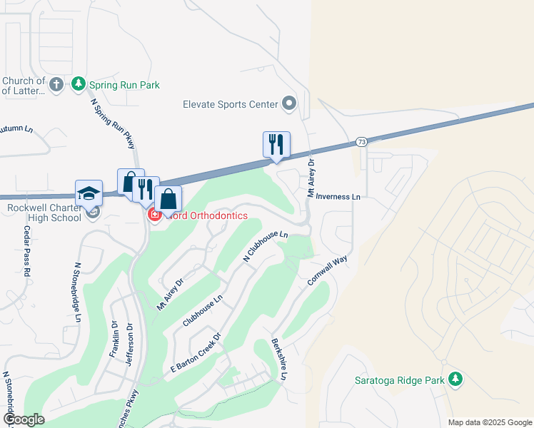 map of restaurants, bars, coffee shops, grocery stores, and more near 4032 Mount Airey Drive in Eagle Mountain