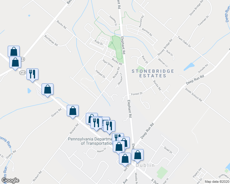 map of restaurants, bars, coffee shops, grocery stores, and more near 155 Moyer Drive in Dublin