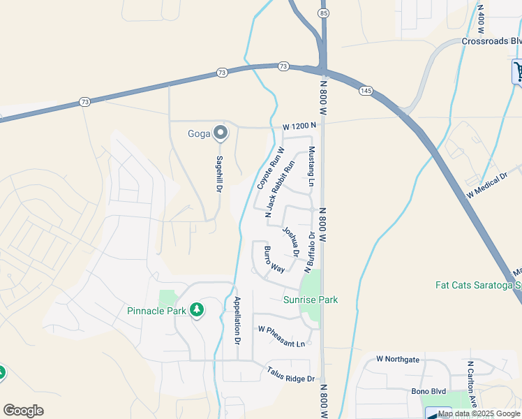 map of restaurants, bars, coffee shops, grocery stores, and more near Cactus Lane in Saratoga Springs