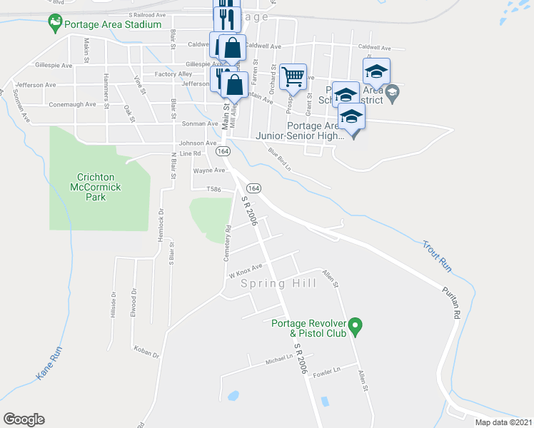 map of restaurants, bars, coffee shops, grocery stores, and more near 700 East Calvin Avenue in Portage