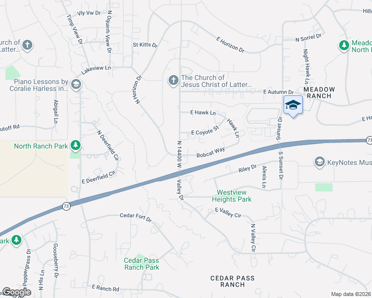 map of restaurants, bars, coffee shops, grocery stores, and more near 2265 Bobcat Way in Eagle Mountain