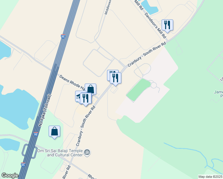map of restaurants, bars, coffee shops, grocery stores, and more near 870 Cranbury - South River Road in Monroe Township