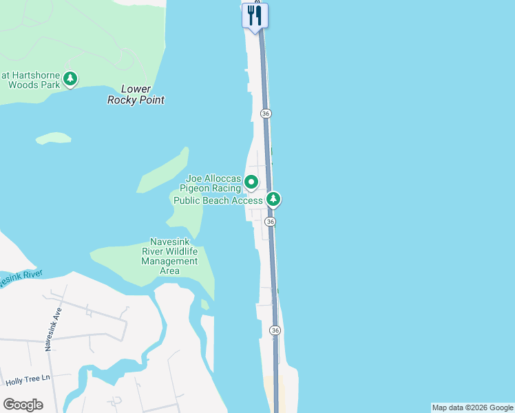 map of restaurants, bars, coffee shops, grocery stores, and more near 6 Willow Way in Sea Bright