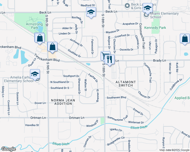 map of restaurants, bars, coffee shops, grocery stores, and more near 1528 Fairfax Drive in Lafayette