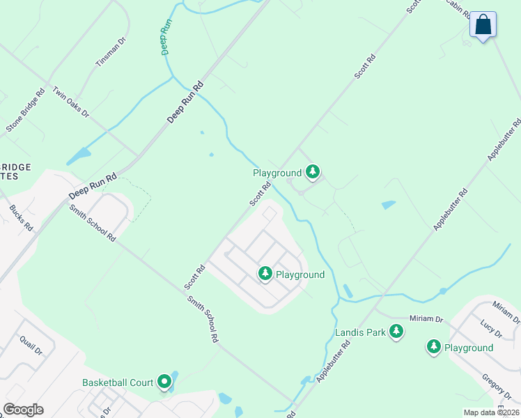 map of restaurants, bars, coffee shops, grocery stores, and more near 818 Myrtles Way in Perkasie