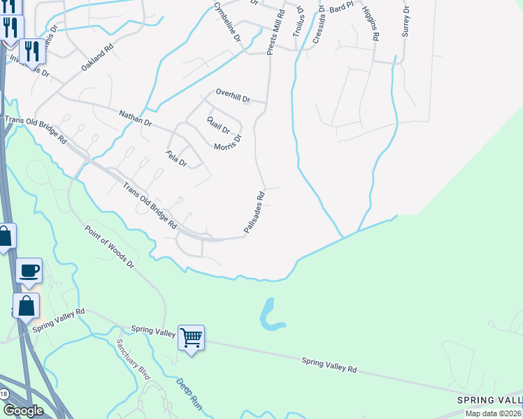 map of restaurants, bars, coffee shops, grocery stores, and more near 2 Crown Point Court in Old Bridge