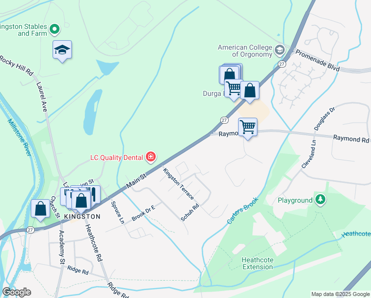 map of restaurants, bars, coffee shops, grocery stores, and more near 1994 Main St in Princeton Township