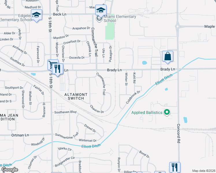 map of restaurants, bars, coffee shops, grocery stores, and more near 2501 Regent Ct in Lafayette