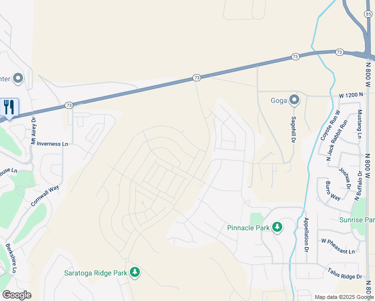 map of restaurants, bars, coffee shops, grocery stores, and more near 1442 Boseman Way in Saratoga Springs