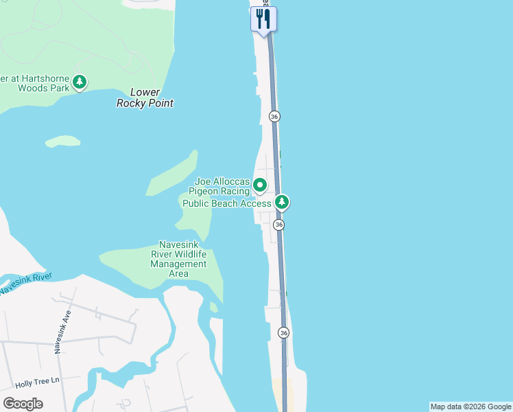 map of restaurants, bars, coffee shops, grocery stores, and more near 6 Willow Way in Sea Bright