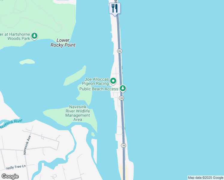 map of restaurants, bars, coffee shops, grocery stores, and more near 6 Willow Way in Sea Bright