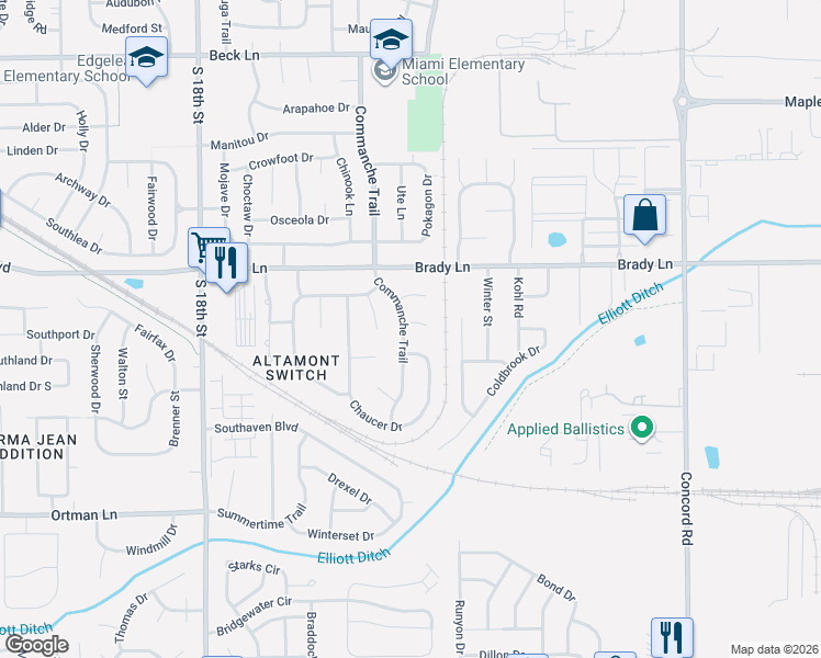 map of restaurants, bars, coffee shops, grocery stores, and more near 2501 Regent Ct in Lafayette