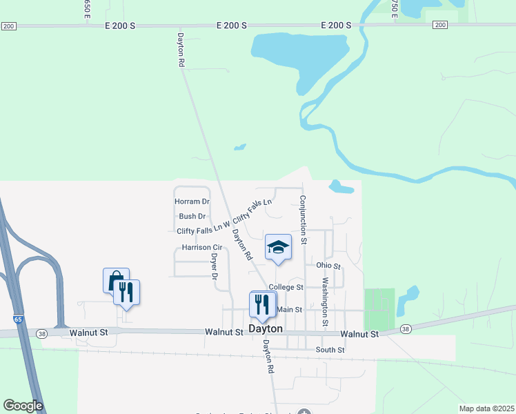map of restaurants, bars, coffee shops, grocery stores, and more near 701 Turkey Run Court in Dayton