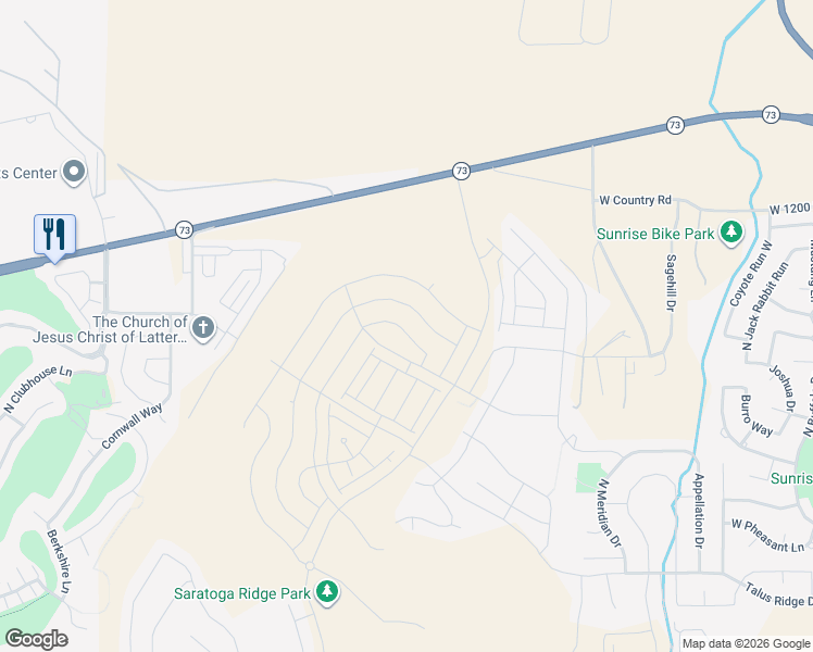 map of restaurants, bars, coffee shops, grocery stores, and more near 1530 Banner Drive in Saratoga Springs