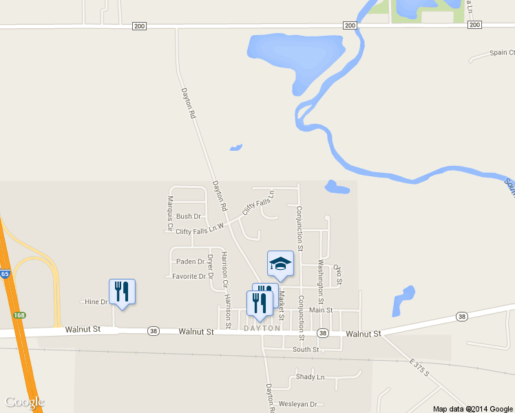 map of restaurants, bars, coffee shops, grocery stores, and more near 701 Turkey Run Court in Dayton