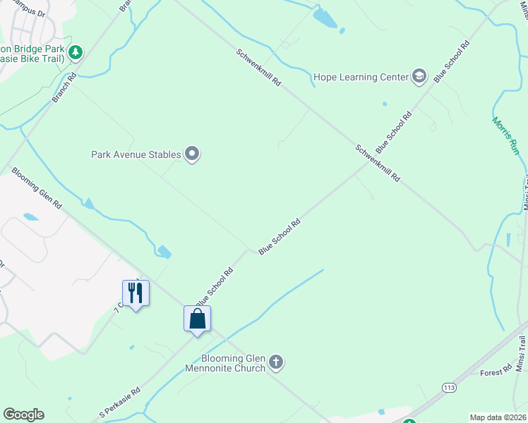 map of restaurants, bars, coffee shops, grocery stores, and more near in Perkasie