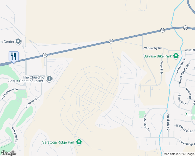 map of restaurants, bars, coffee shops, grocery stores, and more near 1532 Banner Drive in Saratoga Springs