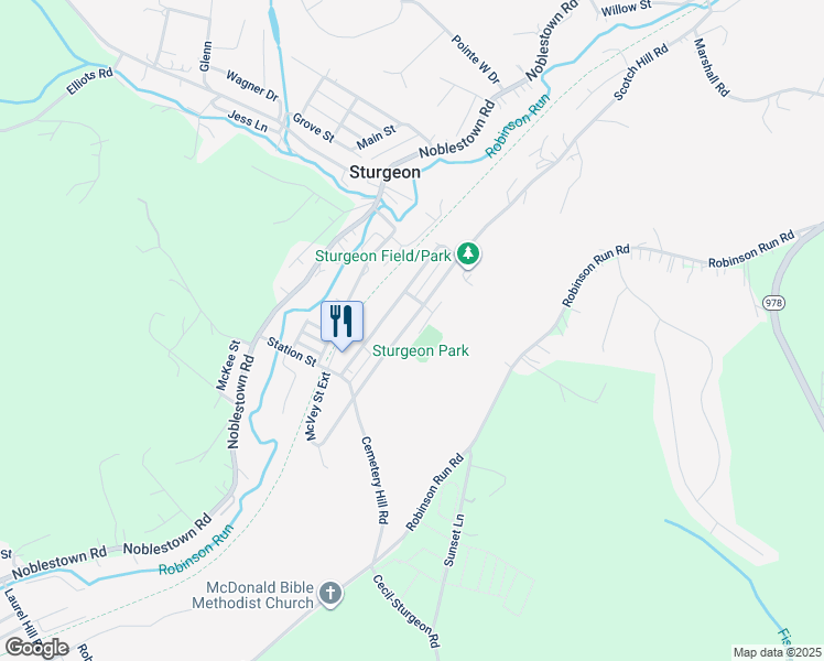 map of restaurants, bars, coffee shops, grocery stores, and more near 118 McVey Street in Sturgeon