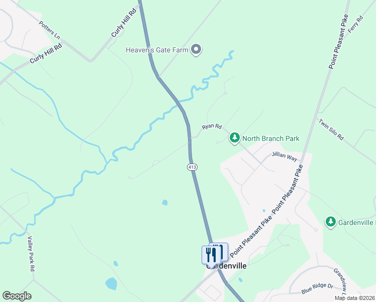 map of restaurants, bars, coffee shops, grocery stores, and more near 4948 Durham Road in Bucks County
