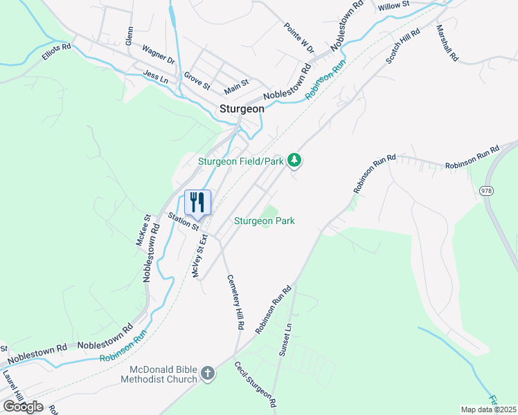 map of restaurants, bars, coffee shops, grocery stores, and more near 118 McVey Street in Sturgeon