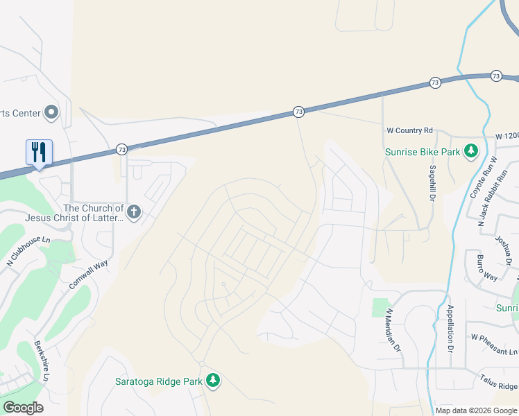 map of restaurants, bars, coffee shops, grocery stores, and more near 1538 Banner Drive in Saratoga Springs