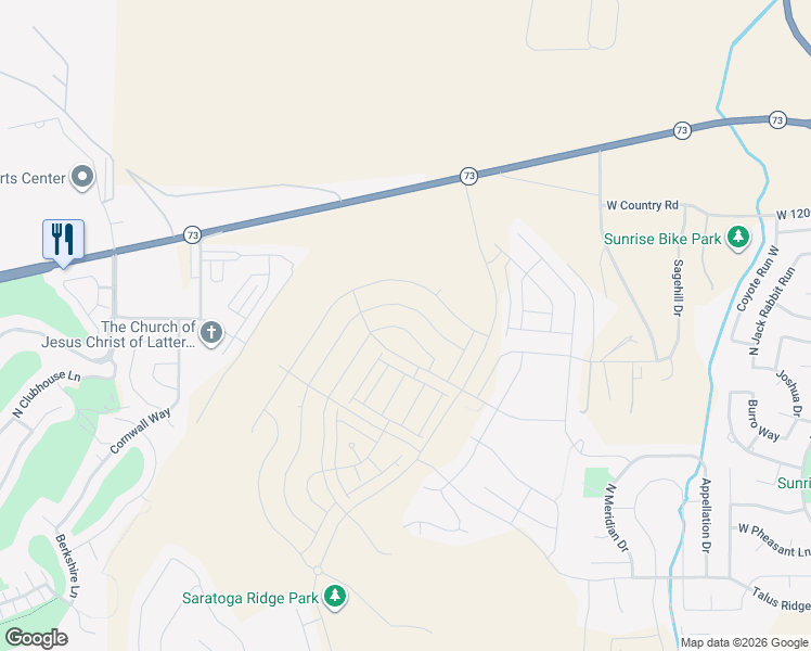 map of restaurants, bars, coffee shops, grocery stores, and more near 1540 Banner Drive in Saratoga Springs