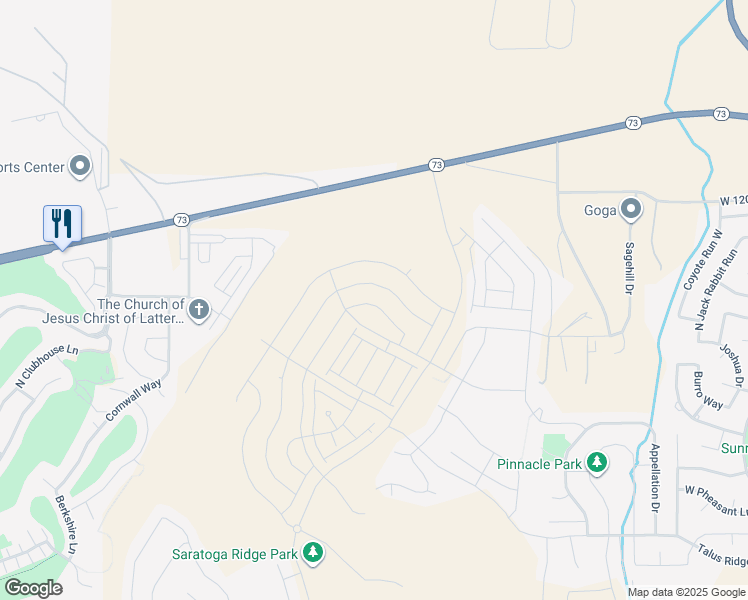 map of restaurants, bars, coffee shops, grocery stores, and more near 1548 Banner Drive in Saratoga Springs