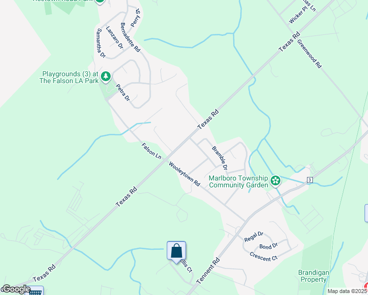 map of restaurants, bars, coffee shops, grocery stores, and more near 359 Texas Road in Marlboro Township