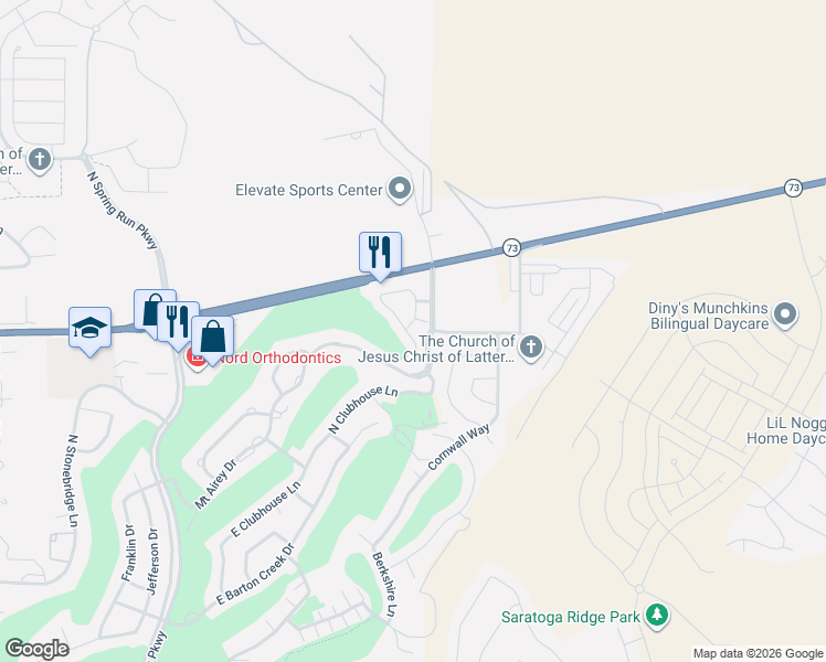 map of restaurants, bars, coffee shops, grocery stores, and more near 9256 North Prairie Dunes Way in Eagle Mountain