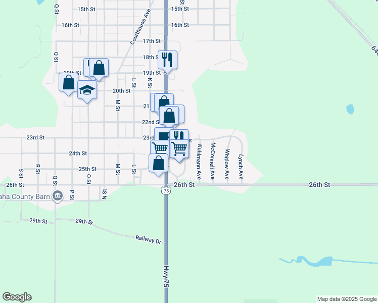 map of restaurants, bars, coffee shops, grocery stores, and more near 2315 Schneider Avenue in Auburn